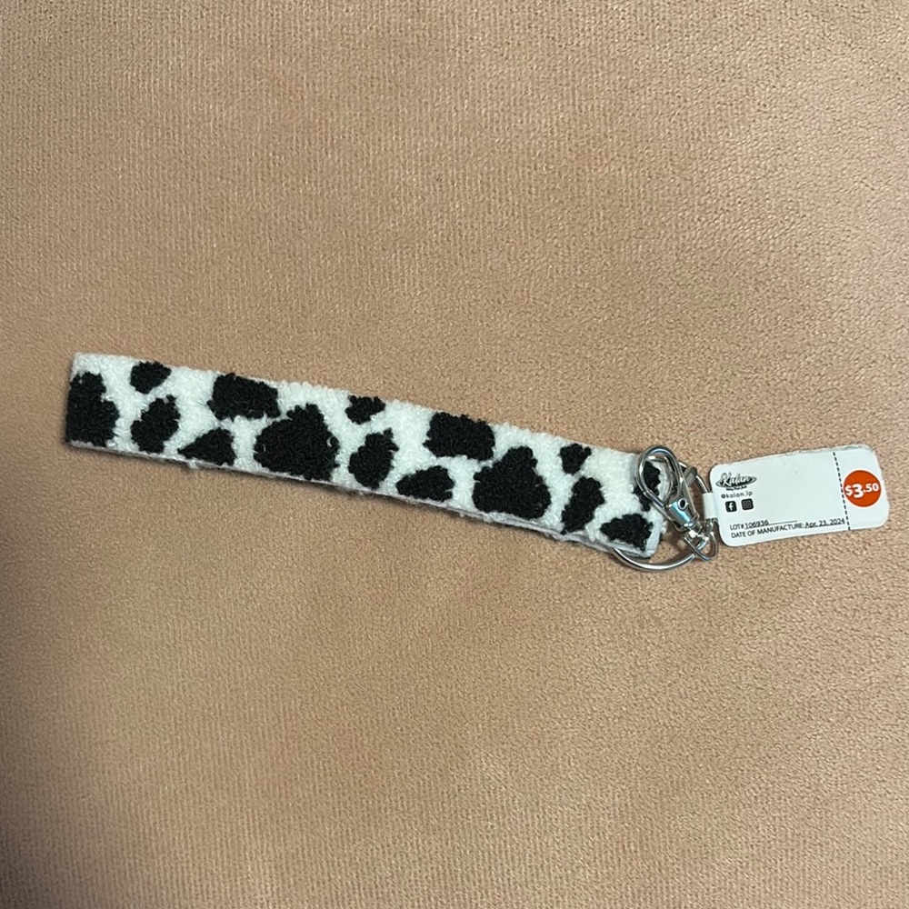 Claire's Black and White Belt with Cow Print